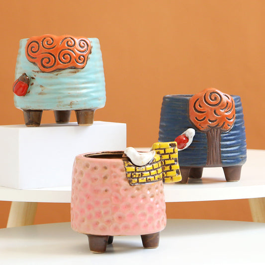 Hand-painted "Cottage Core" Pot